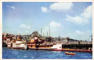 Istanbul Turkey View of Suleymaniye Mosque Galata Bridge Antique PC (J30239)