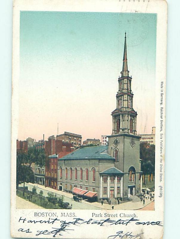 Pre-1907 PARK STREET CHURCH Boston Massachusetts MA A2458