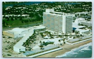 MIAMI BEACH, FL Florida ~ OCEAN FRONT HOTEL From the Air c1950s  Postcard