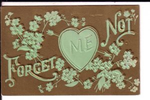 Forget Me Not, Heart Embossed, Used, Barton Vermont 1910 Cancel