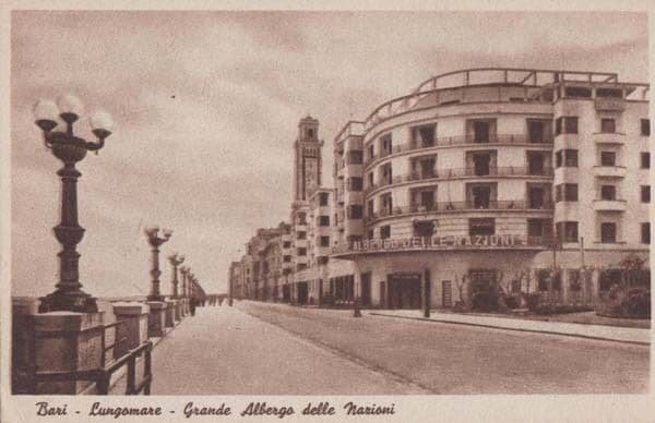 Bari Italy Italian Lungomare Grande Albergo Delle Marioni Rare Antique Postcard