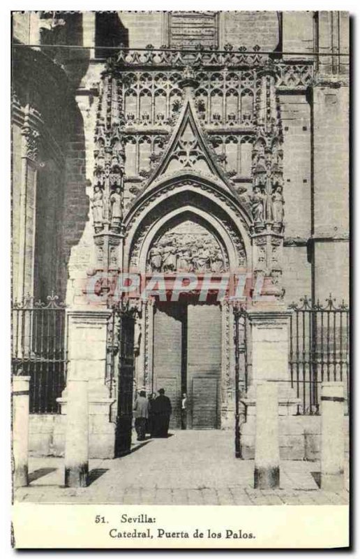 Old Postcard Sevilla Puerta Catedral Los Palos