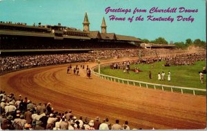 Churchill Downs Greetings Kentucky Derby Horse Race 1960s Lincoln 1 Vtg Postcard 