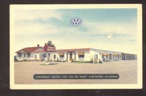 CHEYENNE WYOMING CIMARRON MOTEL US HWY 30 LINEN ADVERTISING POSTCARD