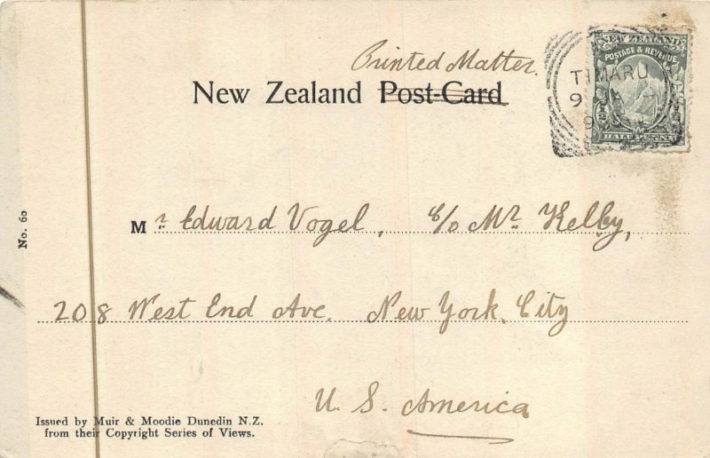 ROYAL OAK CORNER WELLINGTON NEW ZEALAND TO NEW YORK USA POSTCARD EXCHANGE (1904)