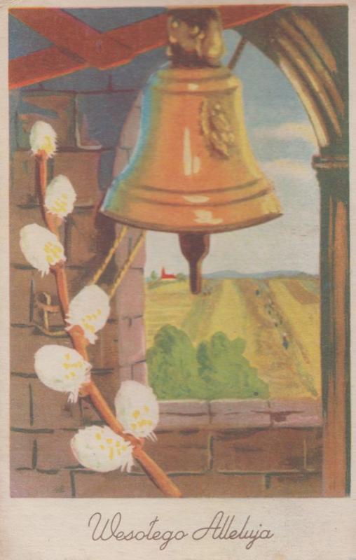 Bell Ringers Ringing Poland Wesoego Alleluja Vintage Polish Postcard