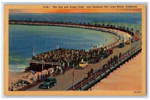c1940 Spit Argue Club Rainbow Pier Classic Cars Long Beach California Postcard 
