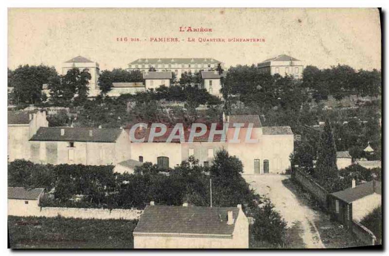 Postcard Old Army Barracks Ariege Pamiers district & # 39infanterie