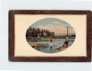 Postcard Greeting Card with River Nature Landscape Embossed Art Print