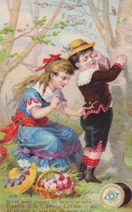 TC : Girl repairs boys pants Clarks O.N.T. Spool Cotton 1890s