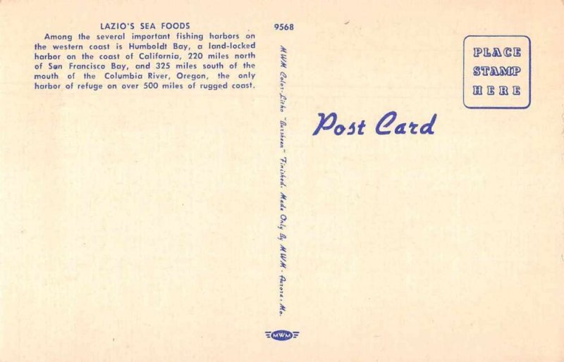 Eureka California Lazio's Seafood Restaurant Dining Room Postcard AA11192