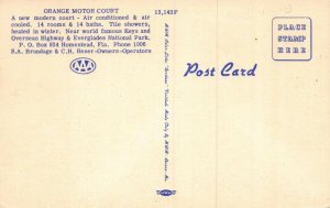 Postcard Orange Motor Court in Homestead, Florida~130064