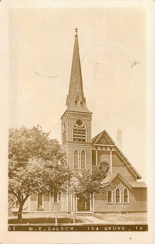 '11 RPPC Real Photo, Methodist, M.E. Church, Ida Grove, IA, Message,Old Postcard