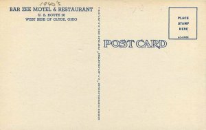 Clyde Ohio Bar Zee Motel Restaurant 1940s Teich US Route 20 Postcard 22-315