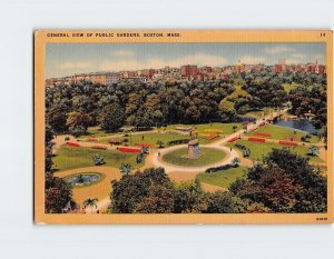 Postcard General View Of Public Gardens, Boston, Massachusetts