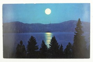 Moonlight on Lake Tahoe, California-Nevada Vintage Postcard P96