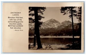 View Of Anthony Lakes Two Granite Mountain Peaks Manner RPPC Photo Postcard