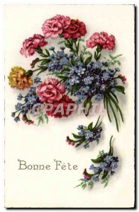 Old Postcard Bonne Fete Flowers