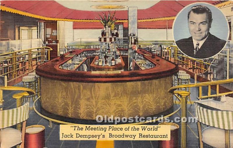 The Meeting Place of the World Jack Dempsey's Broadway Restaurant Boxing Unused 