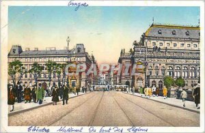 Old Postcard Prague National Theater Bridge the Legions