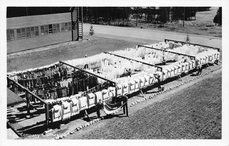 Navy Training Station Farragut Idaho 1940s WWII RPPC Postcard Co Clothesline
