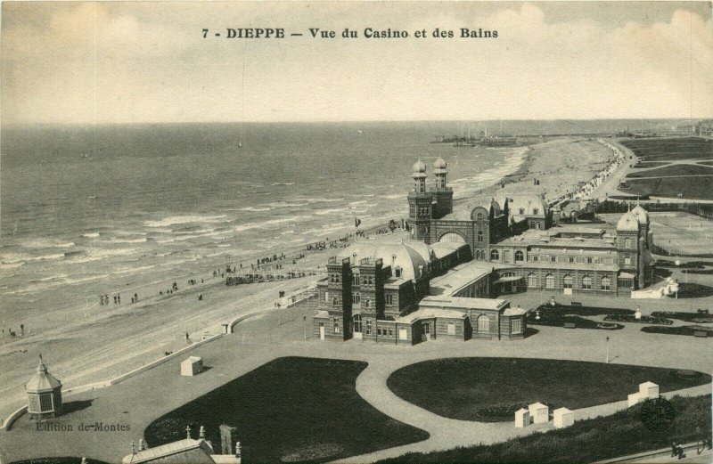 c1920 Dieppe France, View Of The Casino And Baths  Vintage Postcard