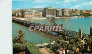 Postcard Modern Cairo El Tahrir Bridge and hotels Shephheards and Semiramis