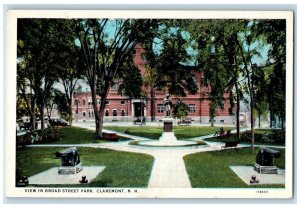 c1940's View In Broad Street Park Claremont New Hampshire NH Unposted Postcard 