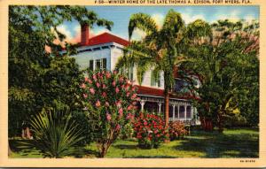 Florida Fort Myers Thomas A Edison Winter Home Curteich