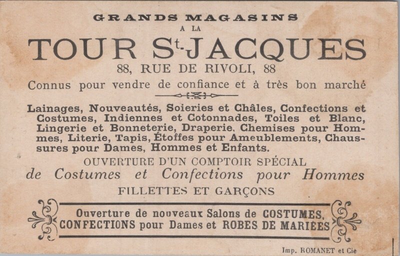 Victorian Trade Card Tour St. Jacques Clément Marot L1