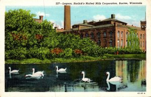 Wisconsin Racine Horlick's Malted Milk Corporation Swans In Lagoon 1948 ...