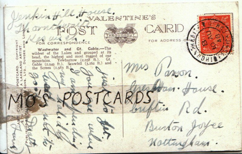 Genealogy Postcard - Parsons - Criftin Rd - Burton Joyce - Nottingham  Ref 9573A