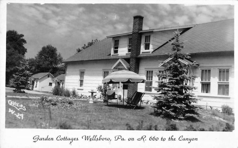 Wellsboro Pennsylvania Garden Cottages Patio Real Photo Antique Postcard K68794