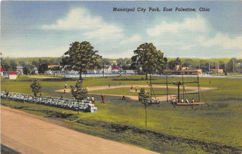 East Palestine Ohio 1940s Postcard Municipal City Park BASEBALL FIELD