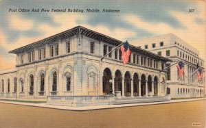 Linen Postcard Post Office & Federal Building in Mobile, Alabama~126827