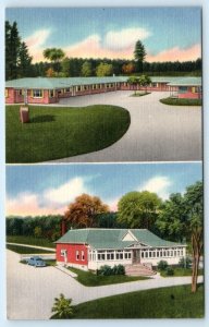 WOODSTOCK, New Brunswick Canada ~ Roadside MOTEL HILL VIEW c1940s Linen Postcard