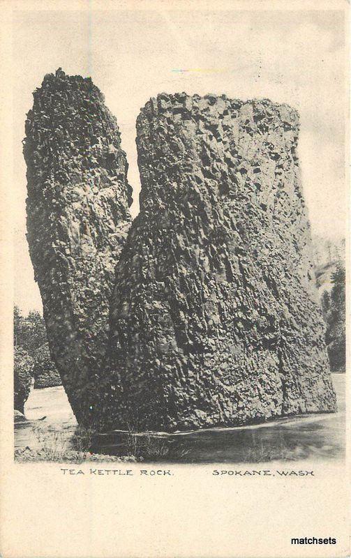 1908 Tea Kettle Rock Spokane Washington postcard 12251