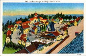 Linen Postcard Dutch Village at Chicago's World's Fair, Illinois