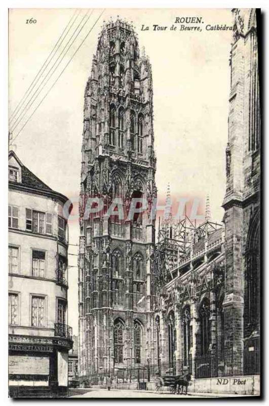 Old Postcard Rouen Cathedral Tower of Butter