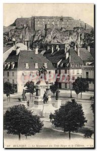 Old Postcard Belfort Monument and the Castle Sieges Three