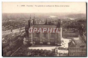 Postcard Old Lyon Fourviere General view and the confluence of the Rhone and ...