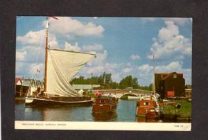 UK Boats Wroxham Bridge Norfolk Broads United Kingdom British England Postcard