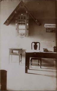 Russian Room Interior Cuckoo Clock??? c1905 Real Photo Postcard