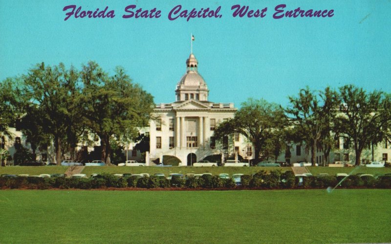 VINTAGE POSTCARD WEST ENTRANCE TO FLORIDA'S STATE CAPITOL TALLAHASSE CHROME