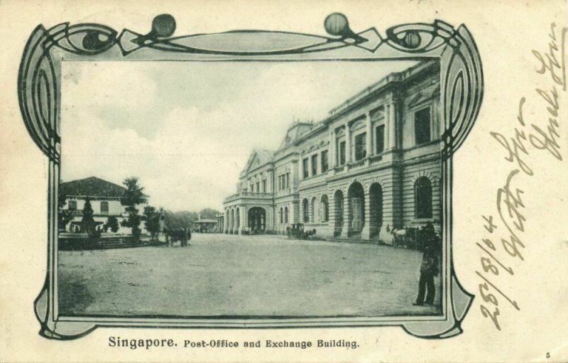 straits settlements, SINGAPORE, Post-Office and Exchange Building 1904 Postcard