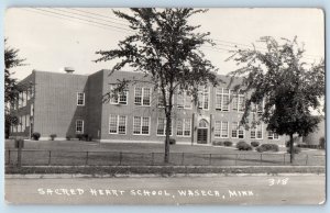 Waseca Minnesota MN Postcard RPPC Photo Sacred Heart School c1940's Vintage