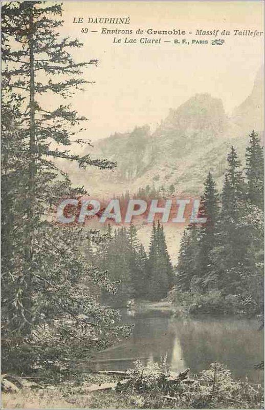 Old Postcard The Dauphine Grenoble surroundings of Massif uTaillefer Lake Claret