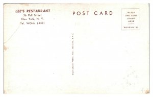 Lee's Chinese Restaurant, Chinatown, New York City Postcard *6L(3)26