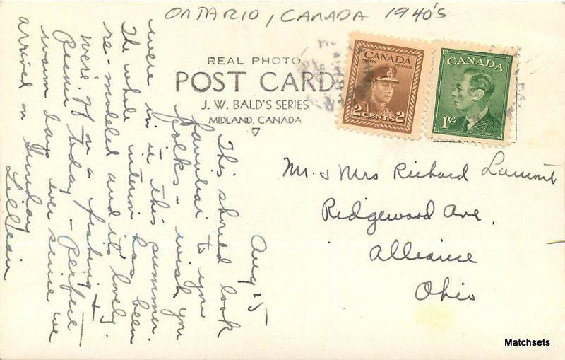 1940's Cottage Royal Hotel HONEY HARBOR ONTARIO CANADA RPPC postcard 9708