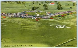 PULASKI, Virginia  VA   PULASKI MUNICIPAL AIRPORT  ca 1940s Linen Postcard